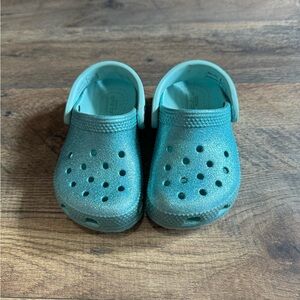Blue Glitter Crocs